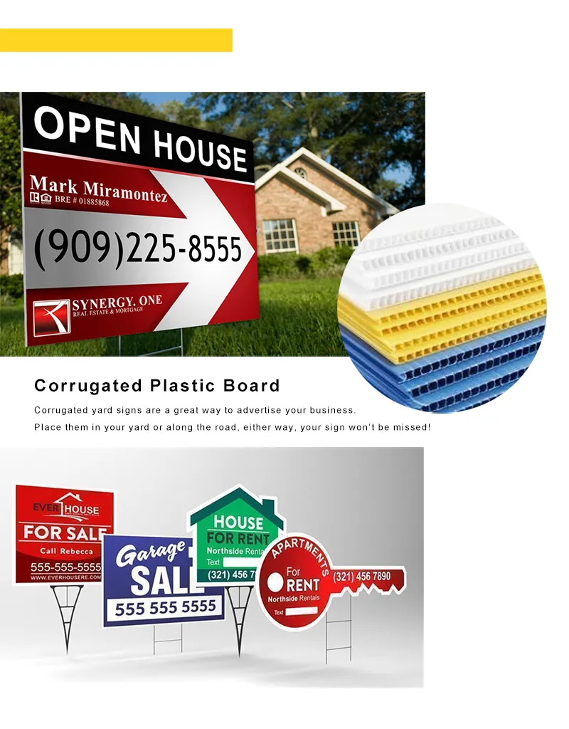 4mm 18X24 Election Campaign Political Signs Corrugated Plastic Yard Signs Lawn Signs with H-Stakes
