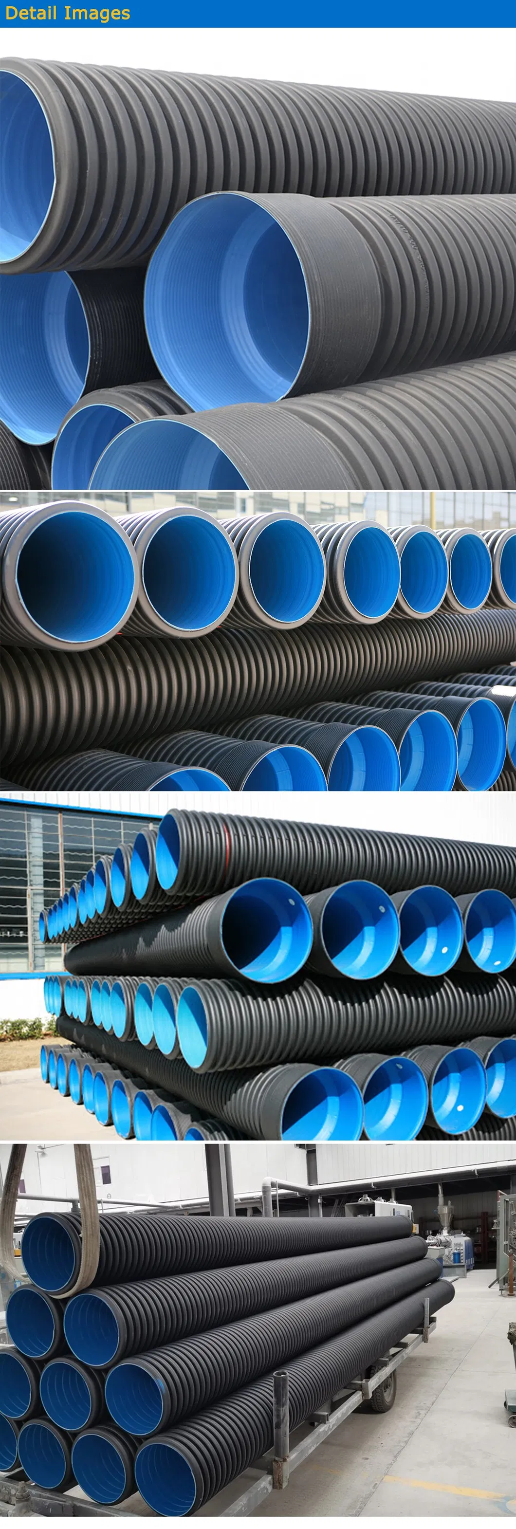 Big Supplier of Sn4 Sn8 HDPE Double Wall Corrugated Pipe for Construction Industry