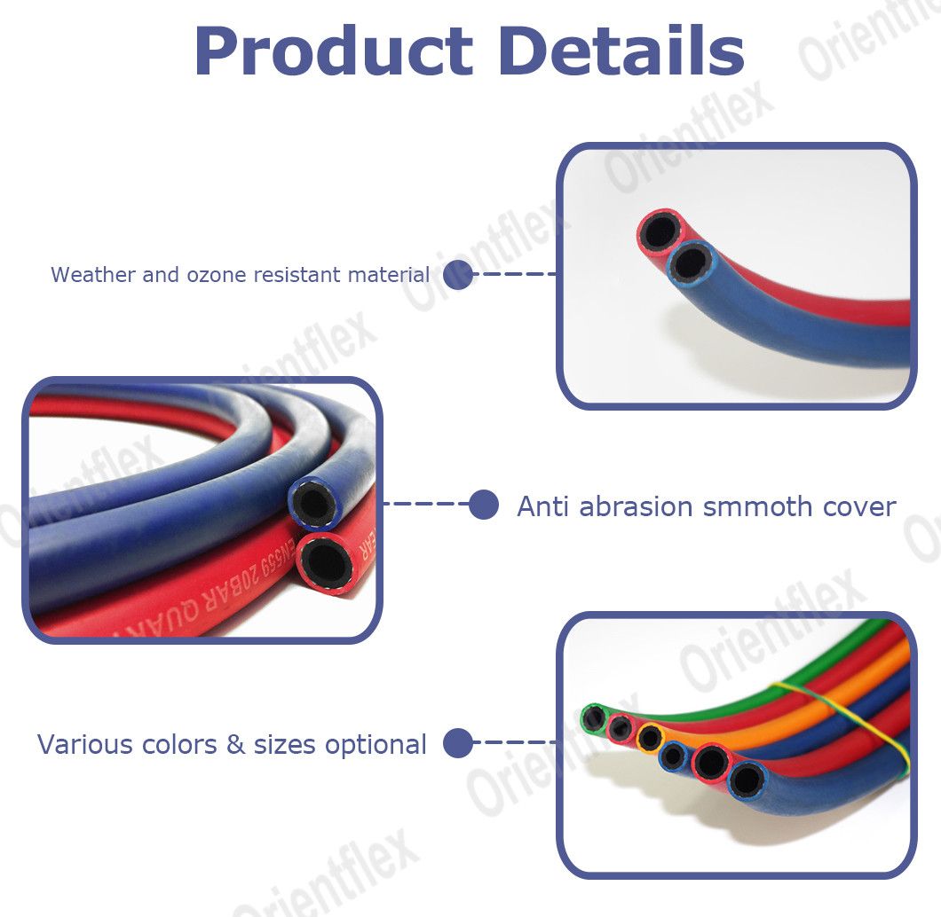 Type T 50 FT Braided Oxygen Acetylene Hose Pipe Rubber Twin Welding Hose